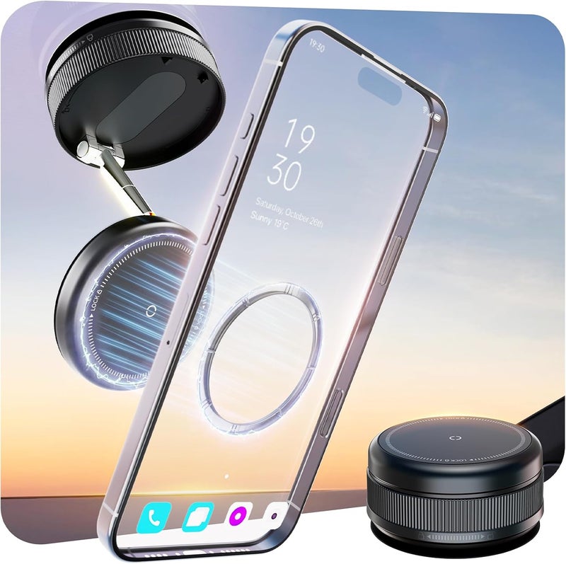 MiiKARE 2026 Upgraded 360° Vacuum Magnetic Car Phone Holder for Magsafe [96+LBS Strongest Suction & 2800gf Strongest Magnetic], Adjustable Car Phone Mount for Your Car/Gym/Mirror/Shower for iPhone & Android - Image 1